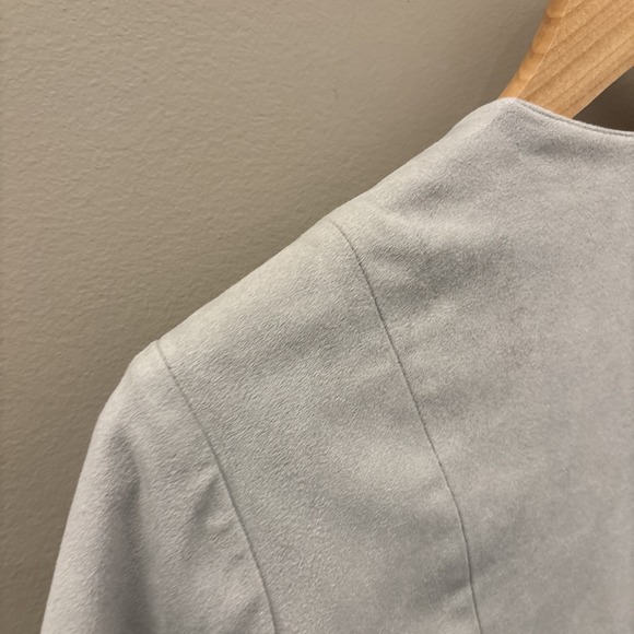 Chico's Faux Suede Open Front Light Gray Jacket Size 8/10 Medium Chico's Size 1 - Picture 13 of 15